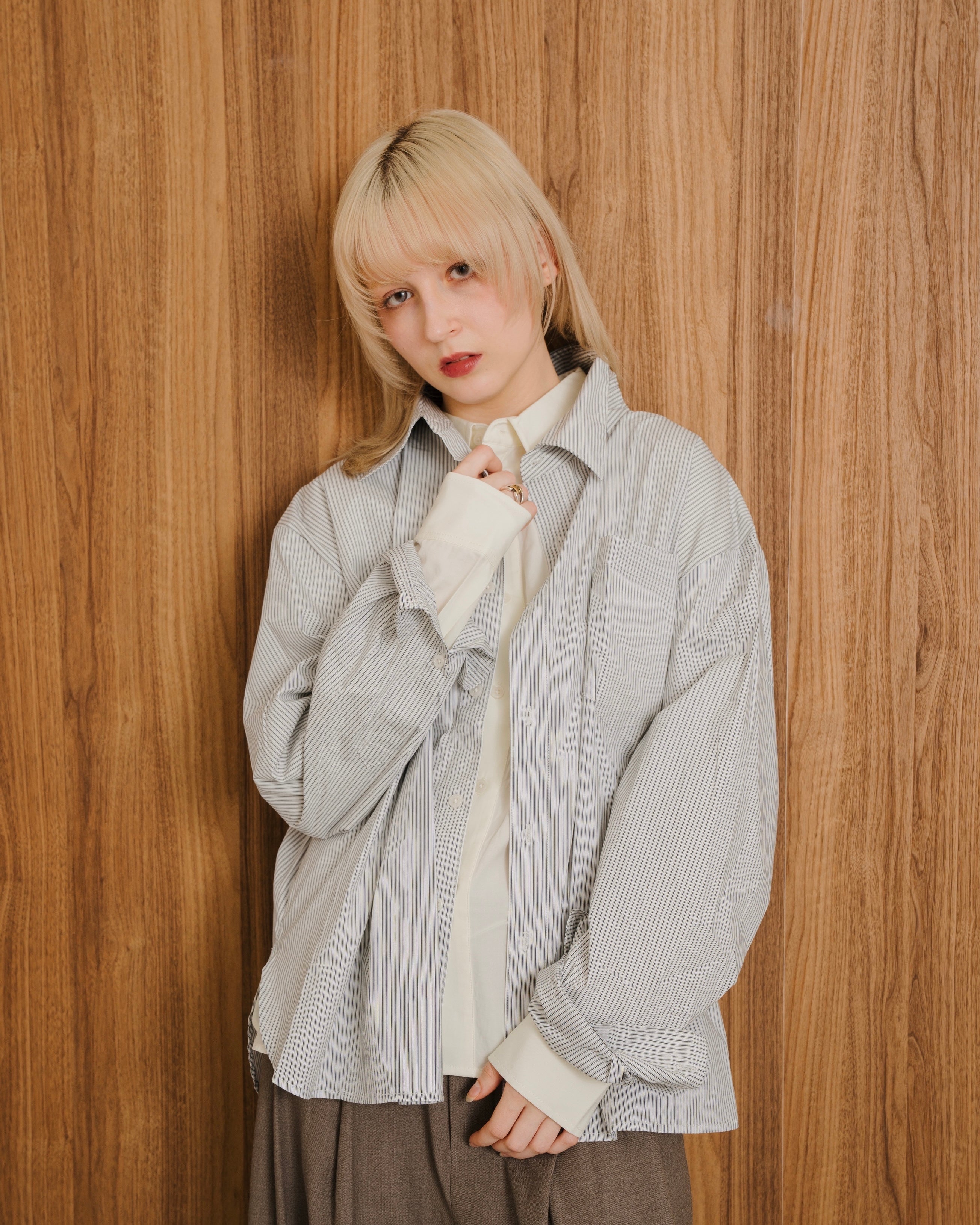 Stripe Cropped Classic Shirt LS