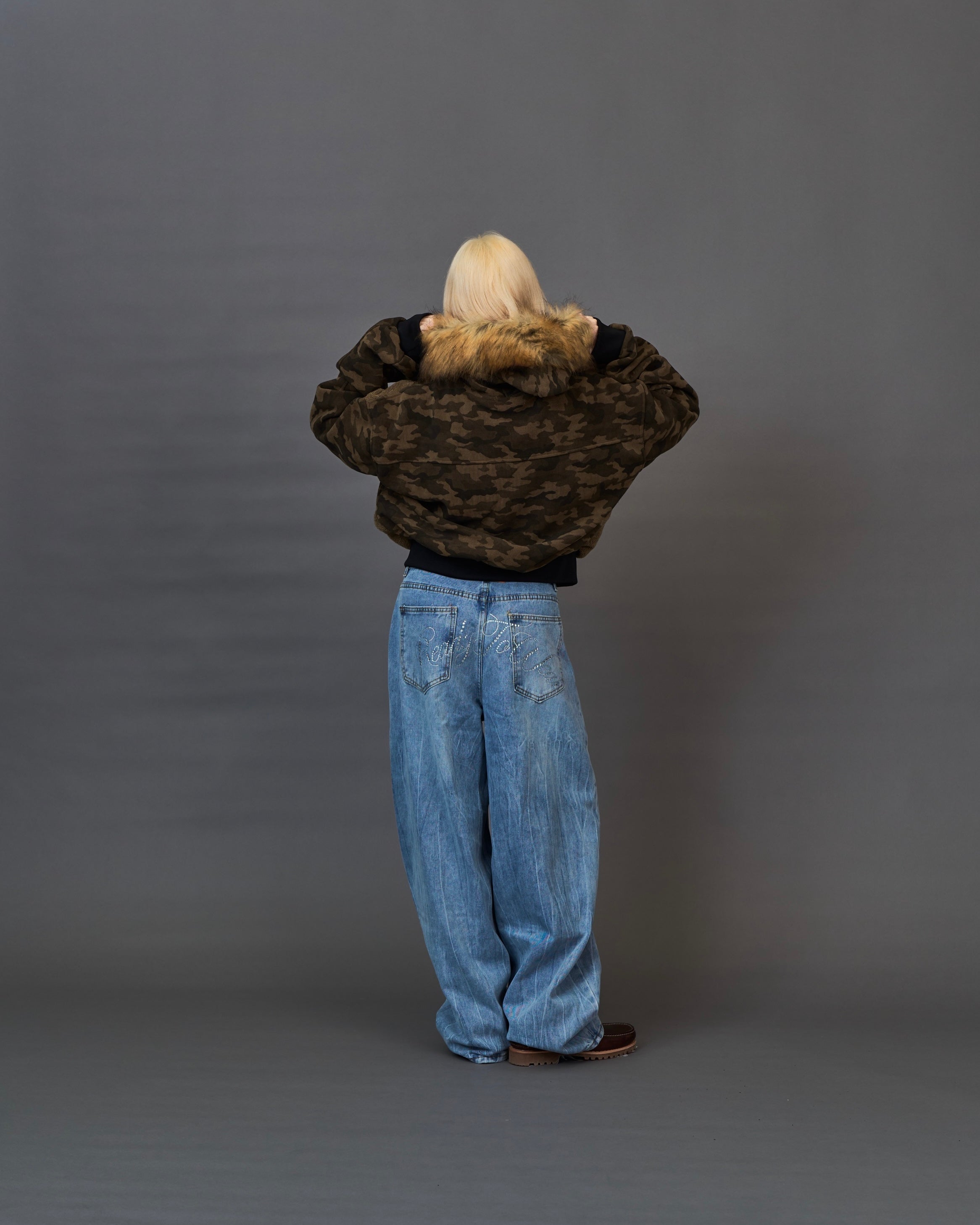 Military Camouflage Faux Fur Short Blouson /ミリタリーカモフラージュ ファーショートブルゾンSL0046