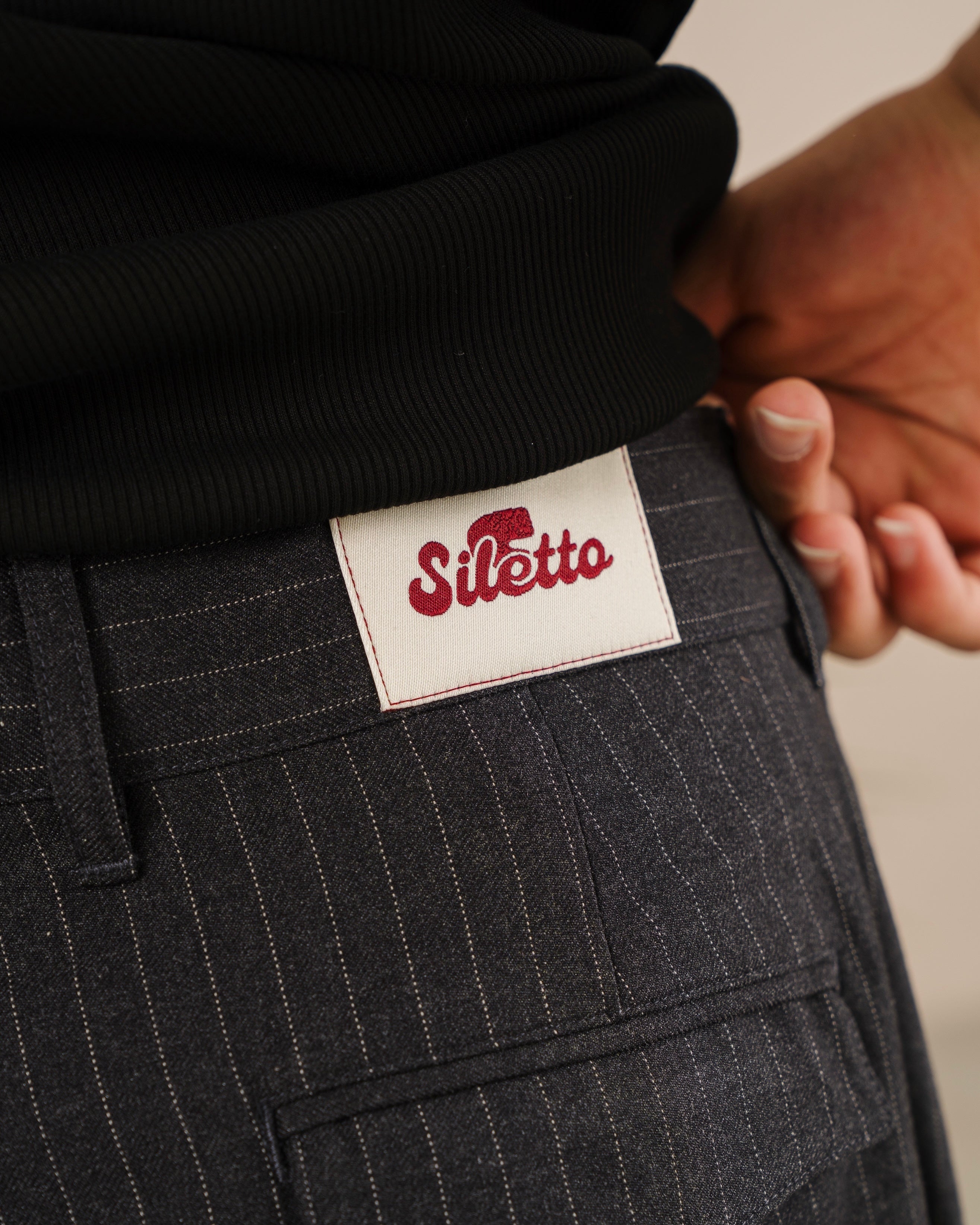 Deep tuck slacks stripe