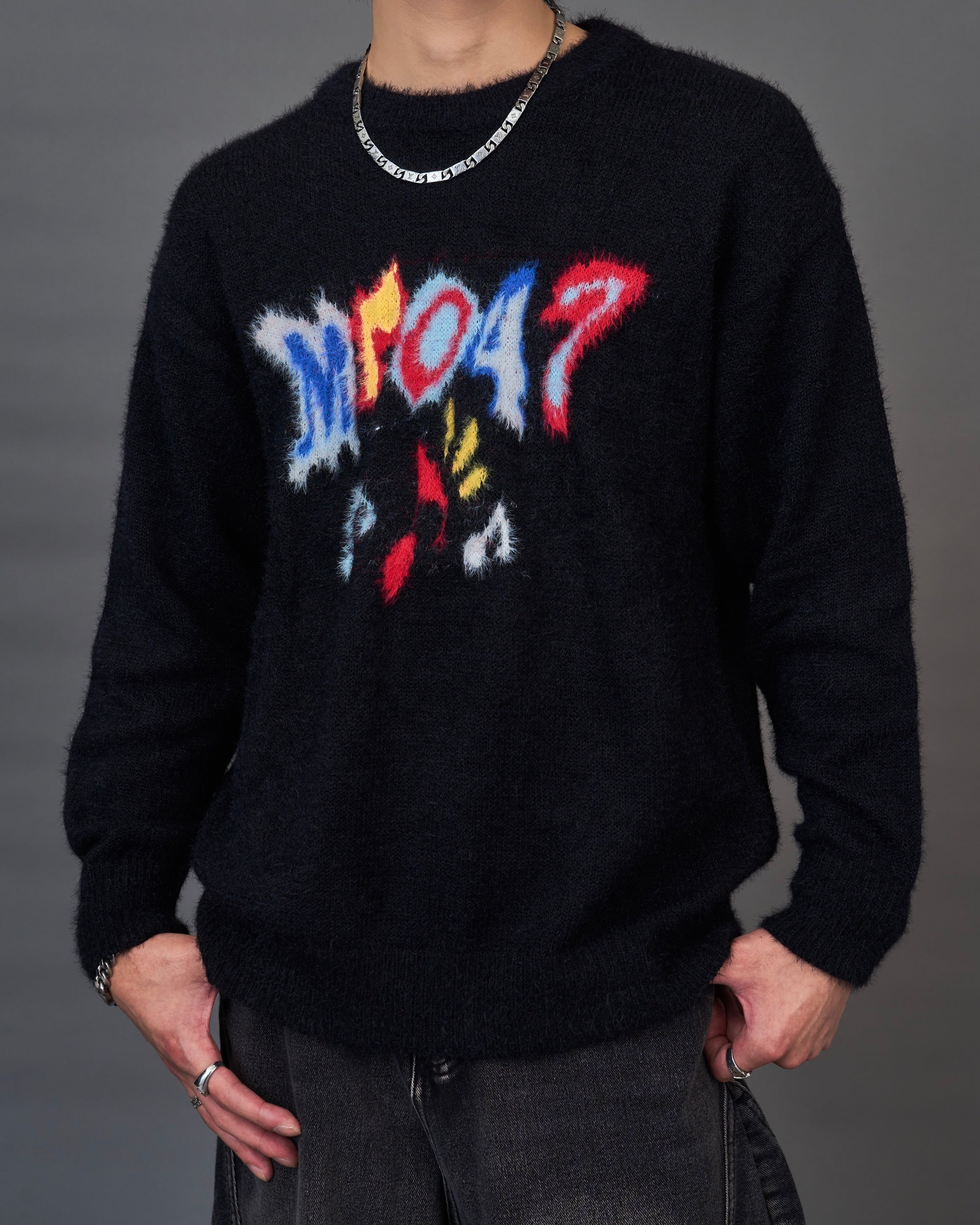 Graphic Shaggy Knit Sweater / グラフィックシャギーニットセーター