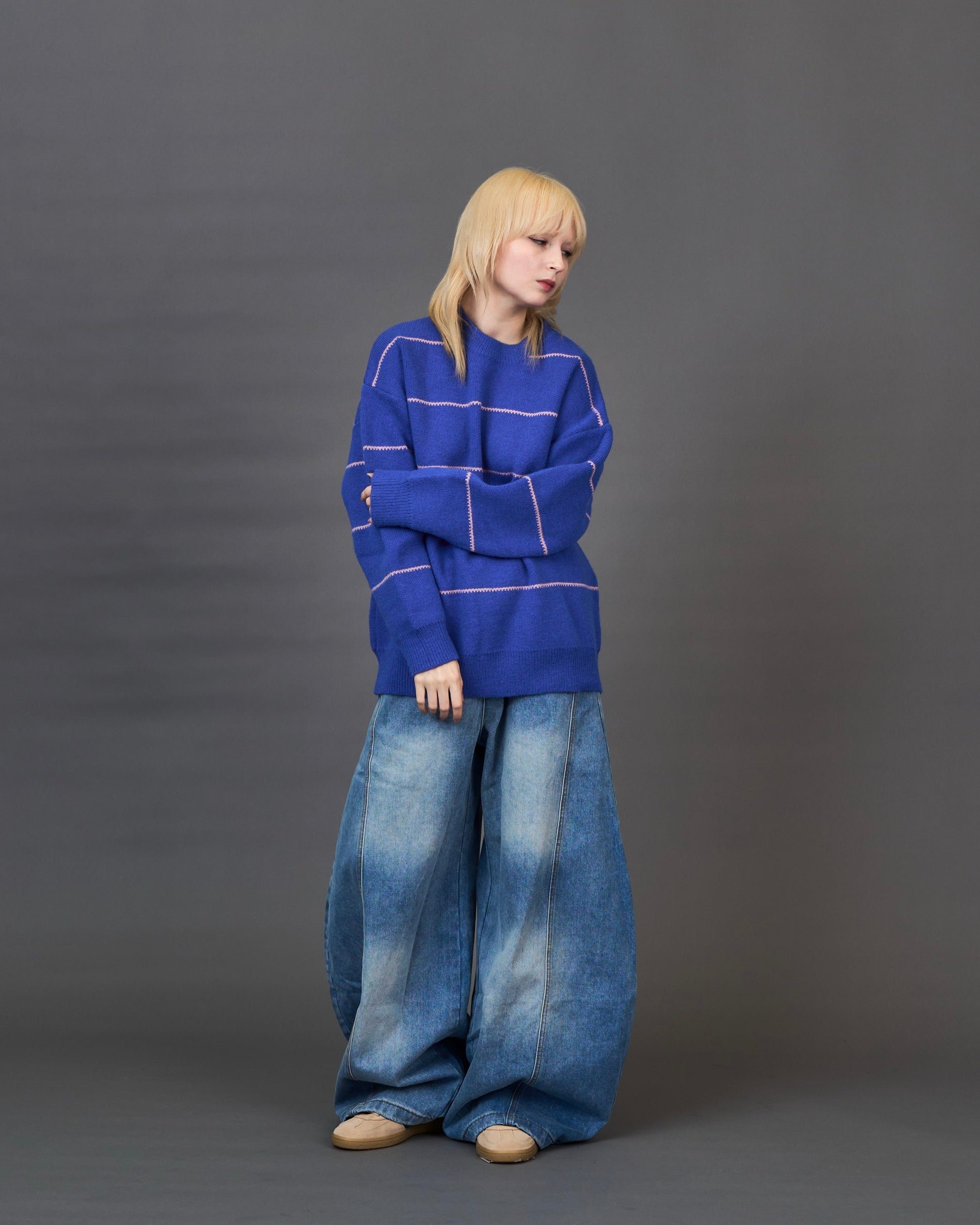 overfit border knit/ オーバーフィットボーダーニット SL0042